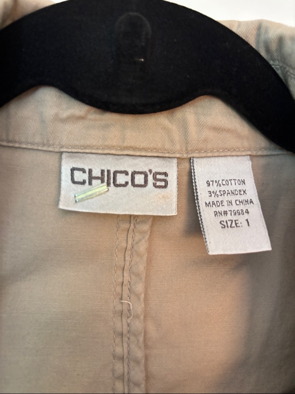 Chico's Women's Beige Button-Front Utility Jacket - Picture 2 of 4